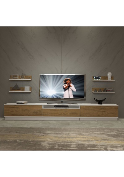 Decoraktiv Trendstyle 270rs Mdf Tv Ünitesi Tv Sehpası - Beyaz Pera Beyaz - Meşe