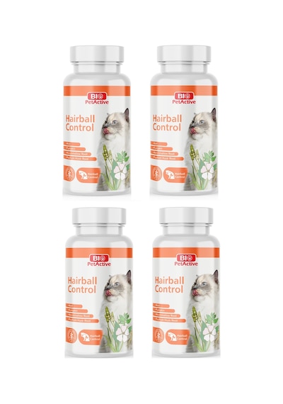 Bio Petactive Hairball Control Tablet Kediler İçin Tüy Yumağı Önleyici Tablet 90 Lı 45 Gr. X 4 Adet