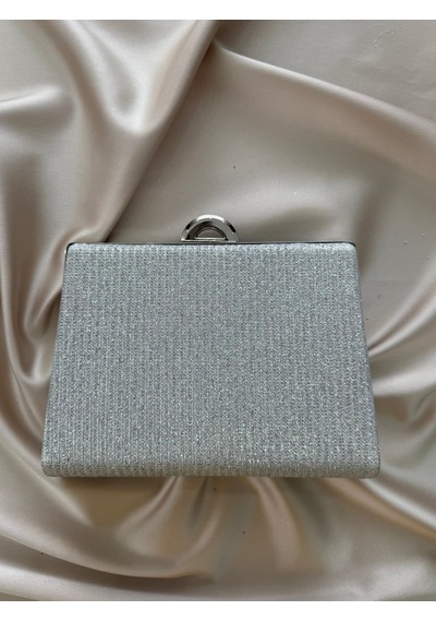 Öznora Kadın Gümüş Simli Abiye, Clutch Gece Çantası Std