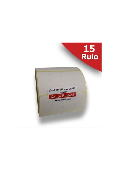 20X40 Yanyana 4'Lü Termal Etiket 15 Rulo Etiket Kalite Barkod