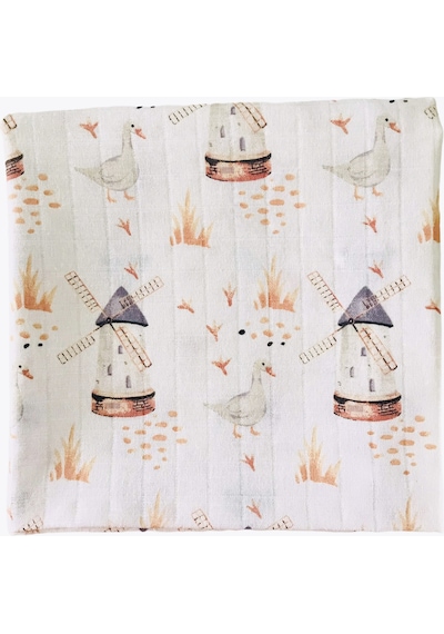 Pamuk Duck Müslin Örtü Battaniye 110 X 110 Cm Hardal Çok Renkli
