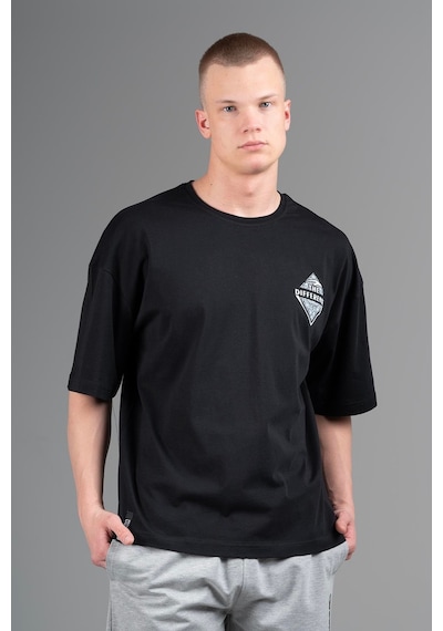 Maraton Sportswear Oversize Erkek Bisiklet Yaka Kısa Kol Basic Siyah T-shirt 22694-siyah Siyah