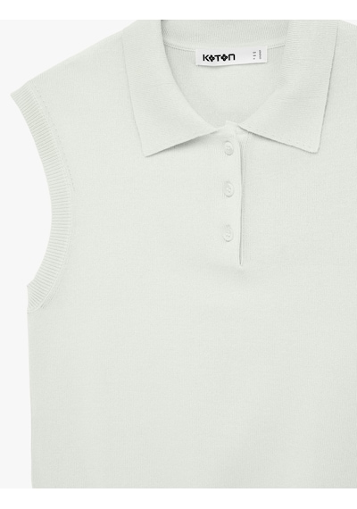 Koton Kolsuz Düğmeli Polo Yaka Triko Bluz Mınt 6sak30005ht Mint