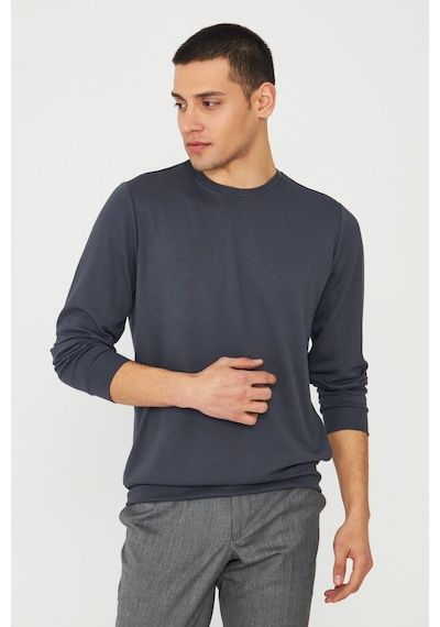White Stone Antrasit Basic Bisiklet Yaka Erkek Sweatshirt Antrasit