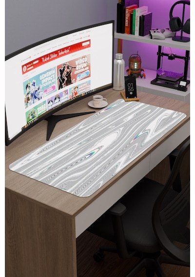 Glitch Kaymaz Dikişli Kauçuk Oyuncu Mousepad V5 - 90x40 Xxl Gaming Mouse Pad Fare Altlığı