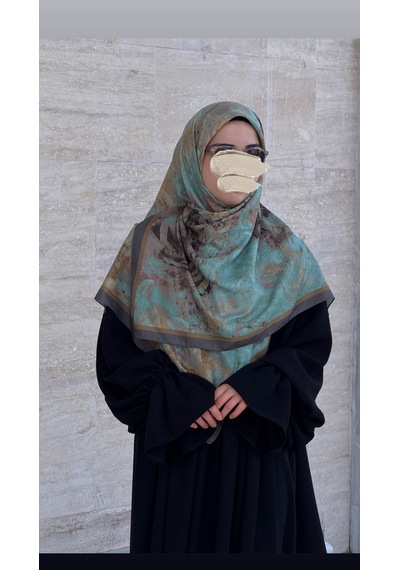 Qalortex Scarf Pamuklu Soft Âlâ Desen Eşarp-su Yeşili