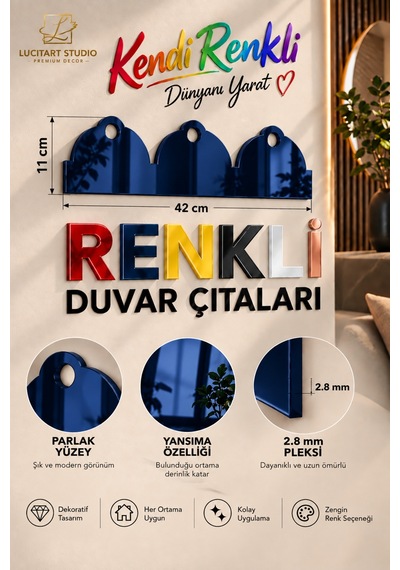 Lucitart 2.8 Mm Renkli Pleksi Duvar Çıtası 42x11 Cm Parlak Dekoratif Duvar Bordürü Boyama Gerektirmez Pleksi Duvar Çıtası Lacivert Lucitart 2.8 Mm Renkli Pleksi Duvar Çıtası 42x11 Cm Parlak Dekoratif Duvar Bordürü Boyama Gerektirmez Pleksi Duvar Çıtası Lacivert