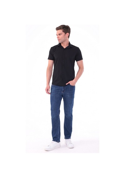 Blayn Jeans Erkek Tint Efekt Diz İzi Yapmayan Pamuklu Esnek Denim Jean Kot Pantolon Regular Kalıp Koyu Lacivert