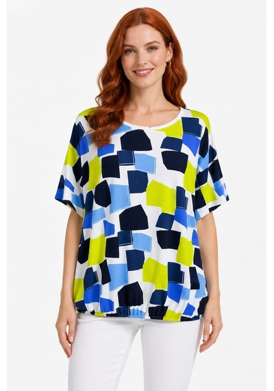 Neden Tekstil Kadın Renkli Desenli Oversize T-shirt - Çok Renkli