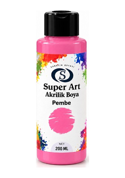 Super Art Akrilik Boya Pembe 200 Ml 1 Şişe