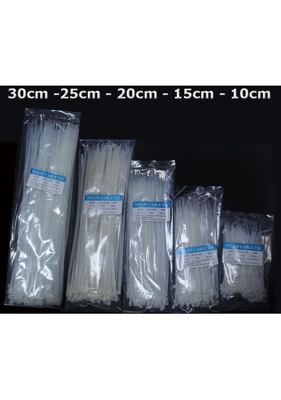 Beyaz Cırt Plastik Kelepçe 30 Cm Kablo Bağı - 3.6x300mm 100 Adet