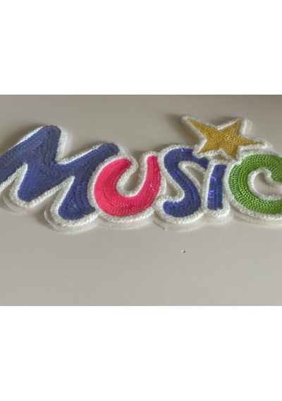 24x13 Cm Renkli Music Yıldızlı Yazılı Aplike Renkli