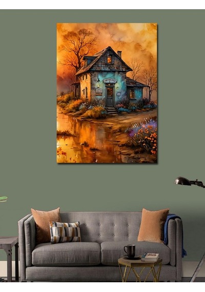 Kanvas Tablo Yalnız Köy Evi 50cmx70cm