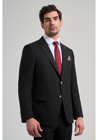 İmza Düz Bez Ayağı Mono Yaka Tam Astar Esnek 6 Drop Comfort Fit Ceket 1002245902 Siyah