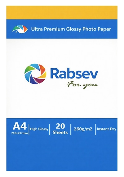 Rabsev Fotoğraf Kağıdı A4 Parlak 260gr 1 Paket 20 Adet