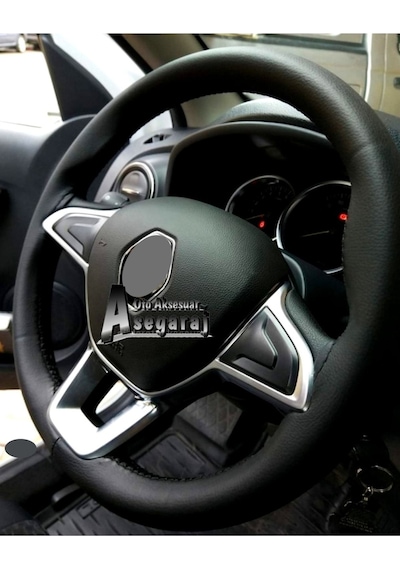 Peugeot 307 Uyumlu Dikmeli Direksiyon Kılıfı Soft Siyah Deri Siyah Ipli 38cm 10.5cm