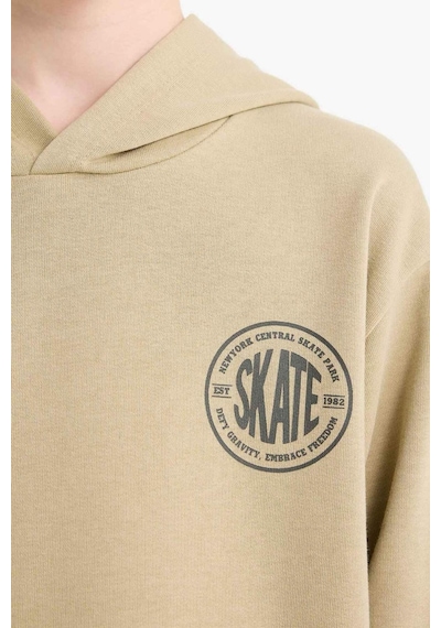 Defacto Erkek Çocuk Kapüşonlu Baskılı Okul Sweatshirt E9572a825aukh445 Haki