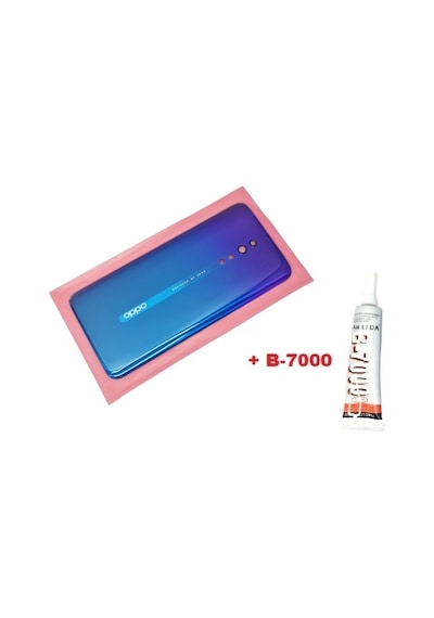 Oppo Reno Z Arka Pil Batarya Kapağı Cam B-7000 Mavi