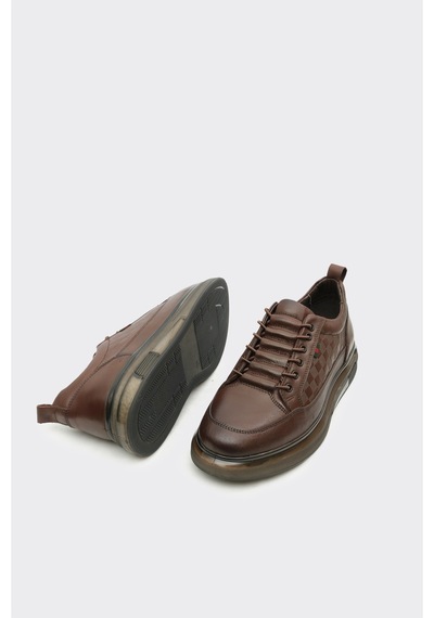 Derinet Hakiki Deri Erkek Sneaker Kahve Kahve