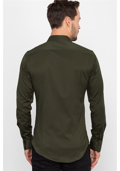 Tudors Slim Fit Dar Kesim Likralı Düz Saten Erkek Gömlek-19932 Haki Tudors Slim Fit Dar Kesim Likralı Düz Saten Erkek Gömlek-19932 Haki