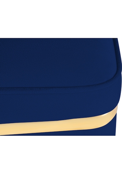 Zengo Gold Twin Line Kare Puf -mavi Kumaş, Dekoratif Makyaj Masası Pufu-modern Style