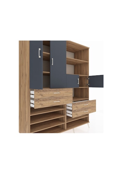 Kronos Gardrop 11 Raflı 4 Çekmeceli 4 Kapaklı 176x59x221 Çam-antrasit/çam Antrasit/çam Kronos Gardrop 11 Raflı 4 Çekmeceli 4 Kapaklı 176x59x221 Çam-antrasit/çam Antrasit/çam