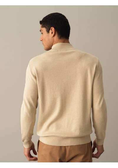 Xint Bej Regular Fit Dik Yaka Pamuklu Hırka 801663 Bej Melanj