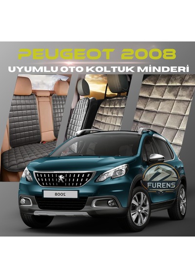 Peugeot 2008 Antrasit Tay Tüyü Cepli & Terletmez Sırtlı Oto Koltuk Minder Seti - Koruma Kılıfı  Ön & Arka Set