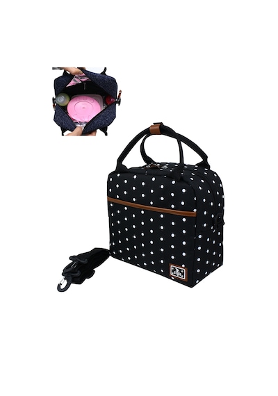 Stylo Food Bag Mama Ve Çok Amaçlı Yemek Taşıma Termos Çantası Puanlı Siyah