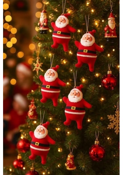 5cm 6 Adet Mini Yılbaşı Ağacı Süsü Noel Baba Ağacı Süsü 6 Adet/paket
