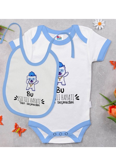 Bk Kids Bu Işıltılı Hayatı Ben Seçmedim Tasarımlı Mavi Bebek Body Çok Renkli