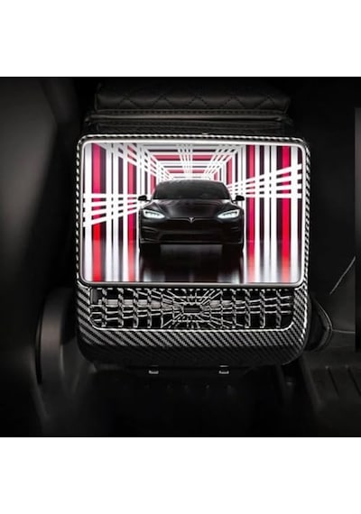 Tesla Model Y Juniper Karbon Fiber Görünüm Arka Klima Ekranı Koruyucu Çerçevesi Abs
