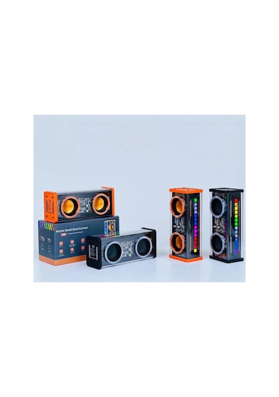 Şeffaf Mecha Müzik Tws Stereo Rgb İşıklı Hoparlör Kablosuz Bluetooth 5.0 Taşınabilir Hoparlör V9 Çok Renkli