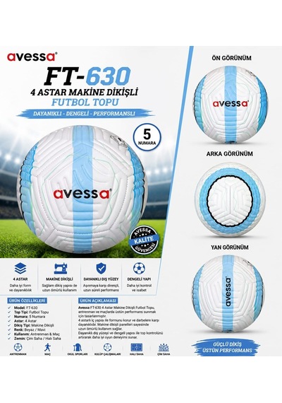 Özel Seri Ft-630 4 Astar Makina Dikişli Futbol Topu Genç Hediye Arkadaş Çok Renkli