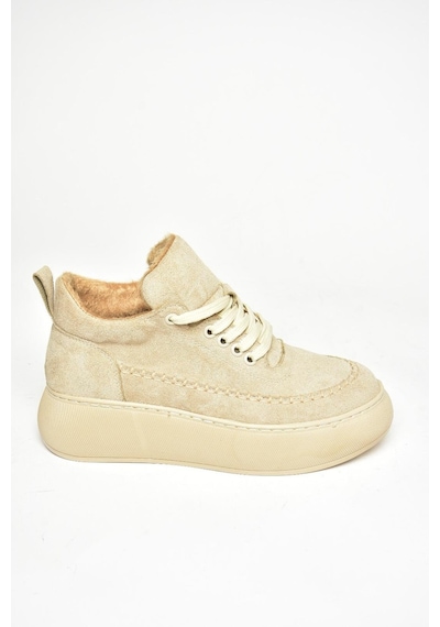 Fox Shoes T811845302 Bej Süet Kalın Tabanlı Kadın Ayakkabı Bej-süet Bej