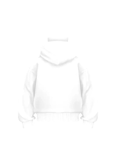 Samuray Ninja Çift Kapşonlu Zıp Fermuarlı Kanguru Çepli Tam Fermuarlı Hoodie Swetshirt - Beyaz