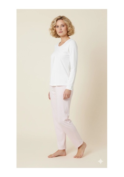Meks 21458 Şahinler Zakkum Gizli Patlı Pijama - Renk: Pudra / Beden: S AÇIK GRİ