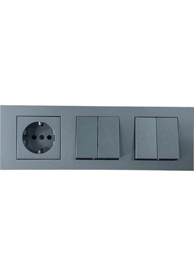 Ovivo Grano Füme Üçlü Set Topraklı Priz + Komütatör + Komütatör