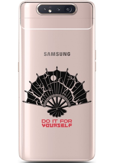Samsung Uyumlu A80 Yelpaze Tasarımlı Süper Şeffaf Telefon Kılıfı Çok Renkli