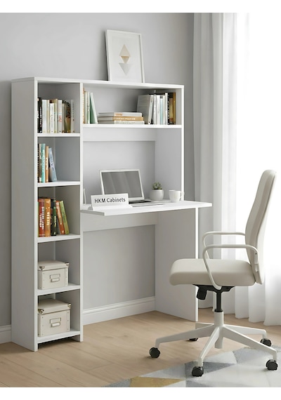Premium Mdf Ürün Modern Kitaplıklı Çalışma Masası Raflı Öğrenci Ve Home Ofis Bilgisayar Masası Beyaz Premium Mdf Ürün Modern Kitaplıklı Çalışma Masası Raflı Öğrenci Ve Home Ofis Bilgisayar Masası Beyaz