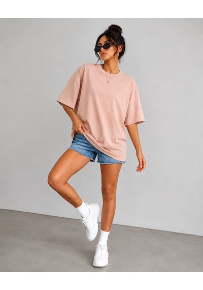 Polymood 3'lü Set Oversize %100 Organik Pamuk Yuvarlak Yakalı Bol Kesim T-shirt Siyah-mavi-pudra Polymood 3'lü Set Oversize %100 Organik Pamuk Yuvarlak Yakalı Bol Kesim T-shirt Siyah-mavi-pudra