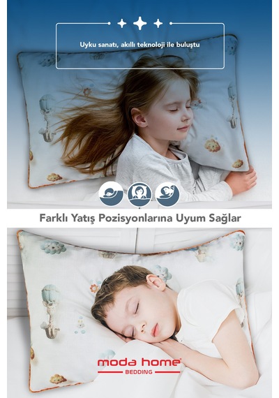 2 Adet Müslin Kumaşlı Ortopedik Çocuk Yastığı,visco Parçacıklı Pamuk Kılıflı 40 60 1100 Gr Bulut Beyaz Bulut
