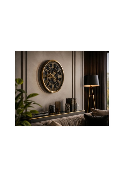 Sleep Nova Vintage Gear Gold Dekoratif Duvar Saati Altın