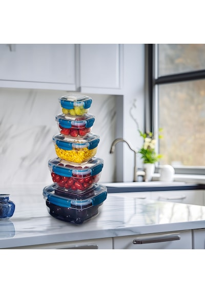 5'li Set Master Kare Saklama Kabı 275 ML - 500 ML - 900 ML - 1500 ML - 2400 ML 001