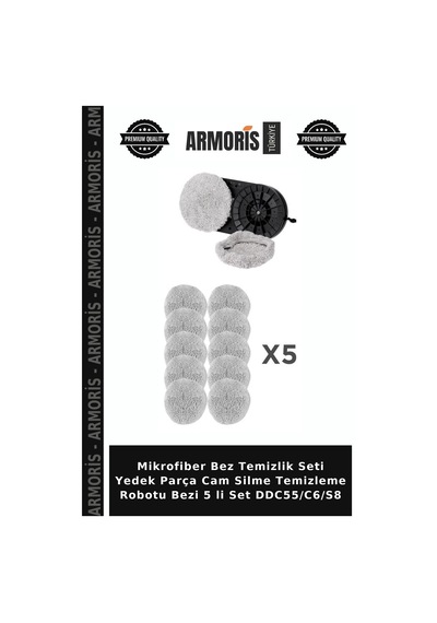 Mikrofiber Bez Temizlik Seti Yedek Parça Cam Silme Temizleme Robotu Bezi 5 Li Set Ddc55/c6/s8