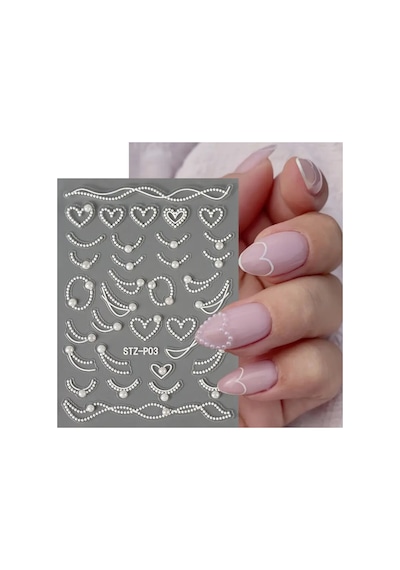 Nailist Fransız İnci Yapışkanlı Tırnak Sticker Nailart Tırnak Dövmesi No.3