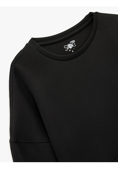 Koton Uzun Kollu Bisiklet Yaka Oversize Spor Sweatshirt Siyah 6wak10140nk Siyah