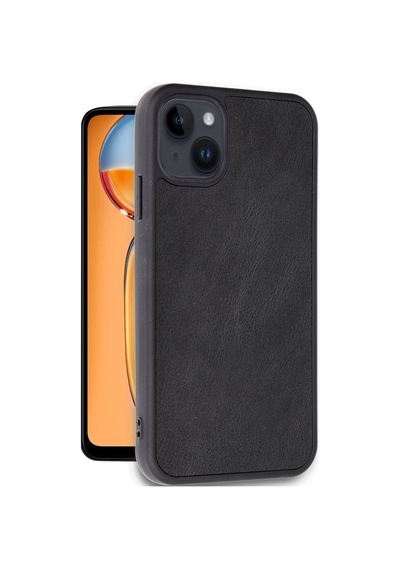 Apple, Uyumlu iPhone 15 Kılıf Aras Deri Kapak - Siyah