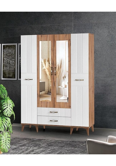 Tuğçe Membran 4 Kapılı Gardrop Elbise Dolabı 145x47x200cm