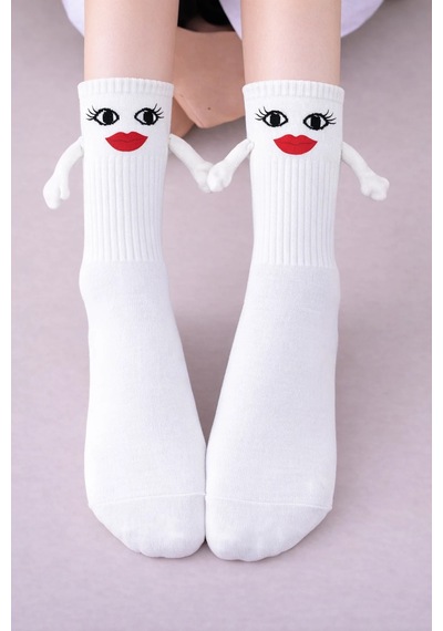Carnaval Socks Mıknatıslı El Ele Tutuşan 4'lü Çorap Seti Bay Bayan Siyah Beyaz 2000386